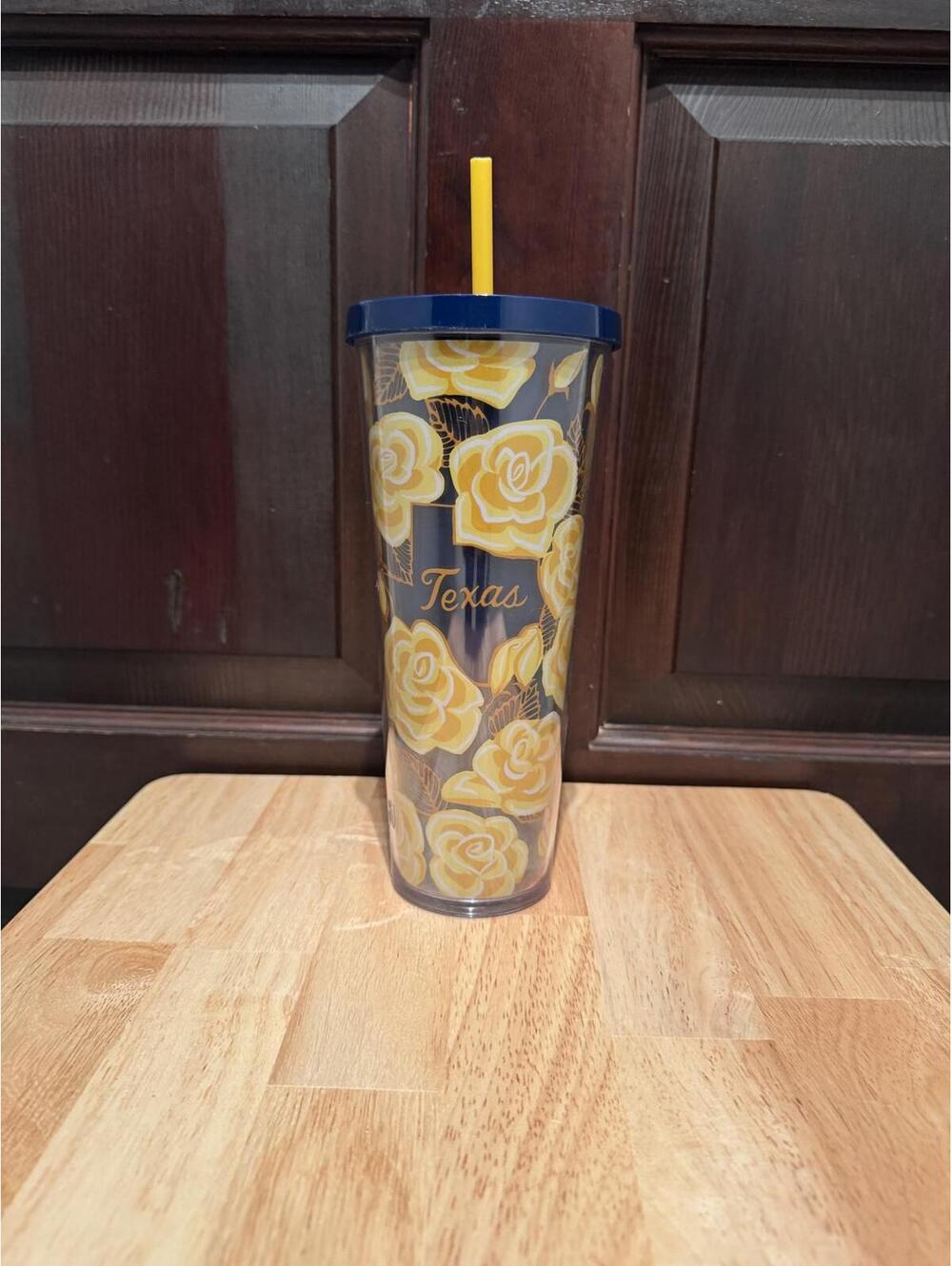 Starbucks Texas Floral Pattern Tumbler with Straw and Lid NWT